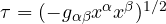 \dd\tau = (-g_{\alpha\beta}\dd x^{\alpha}\dd x^{\beta})^{1/2}